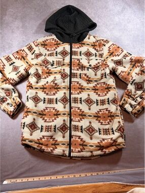 Departwest juniors XL Hooded Fleece Jacket with Southwestern Pattern